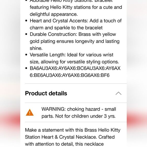 Hello Kitty By Sanrio Flash Yellow Gold Plated Station Heart & Crystal Bracelet - Picture 5 of 10